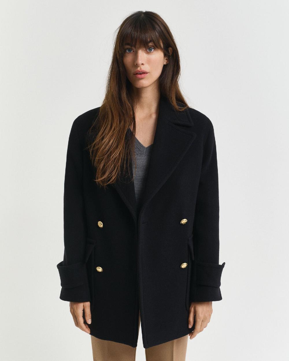 gant Wool Mid-Length Peacoat black