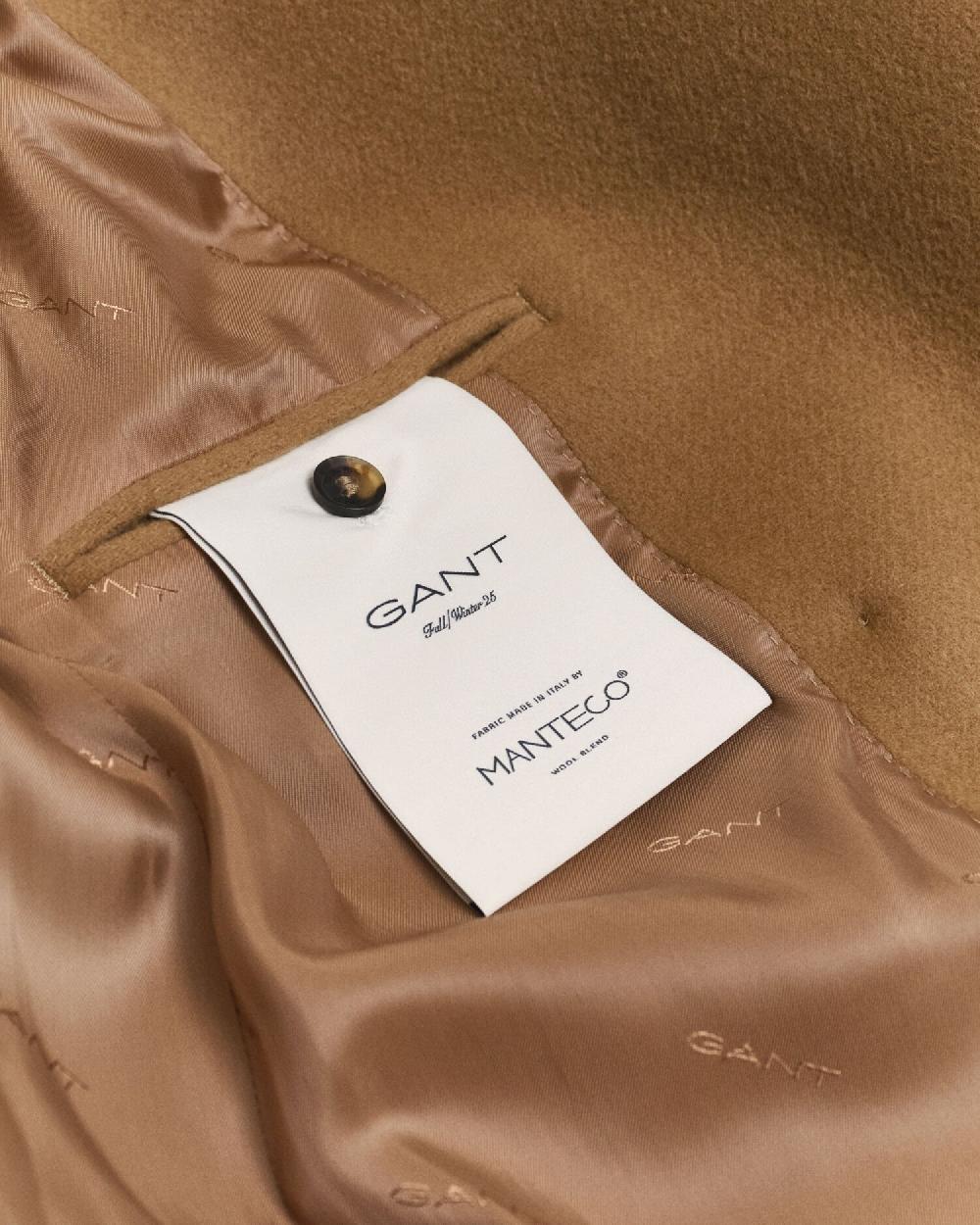 Gant Wool Mid-Length Peacoat Roasted Walnut