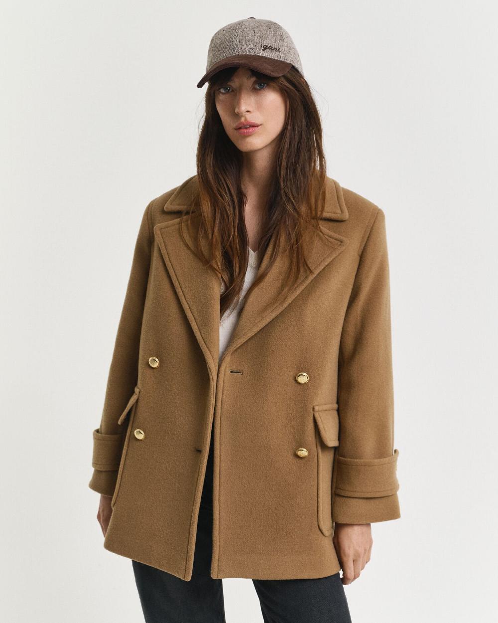 gant Wool Mid-Length Peacoat roasted walnut