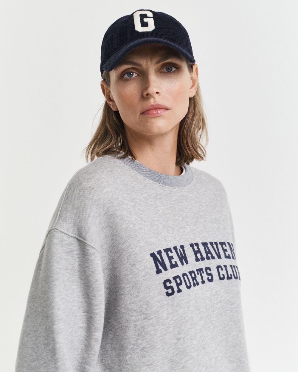 Gant Graphic Crew Neck Sweatshirt Light Grey Melange