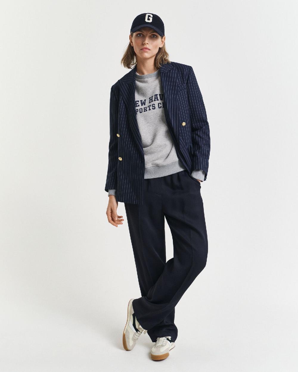 Gant Graphic Crew Neck Sweatshirt Light Grey Melange