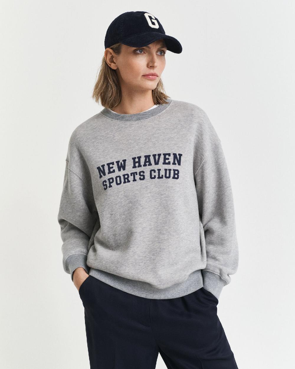 gant Graphic Crew Neck Sweatshirt light grey melange