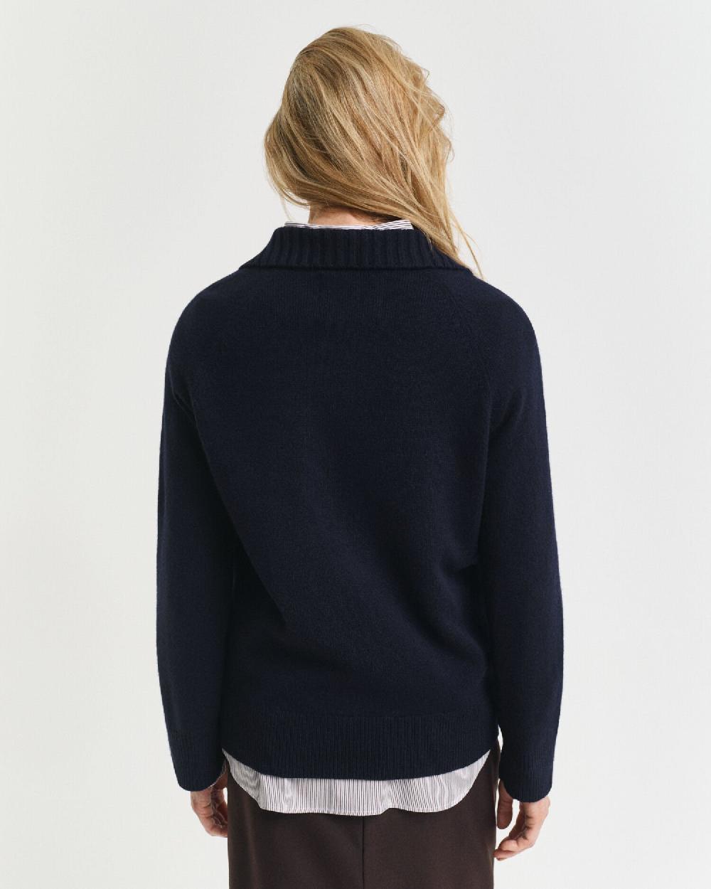 Gant Knitted Wool Cashmere Blend Rugger Evening Blue