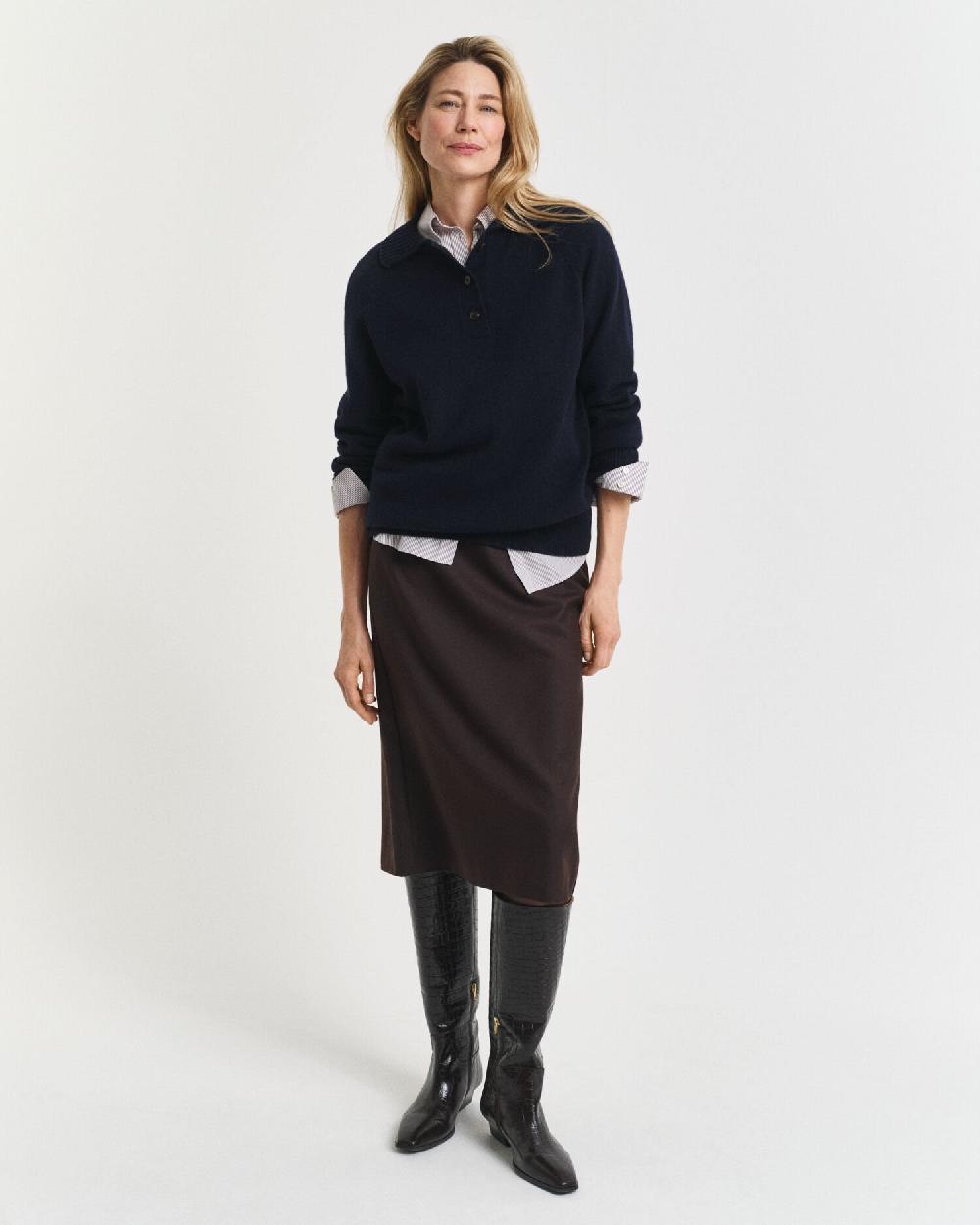 Gant Knitted Wool Cashmere Blend Rugger Evening Blue
