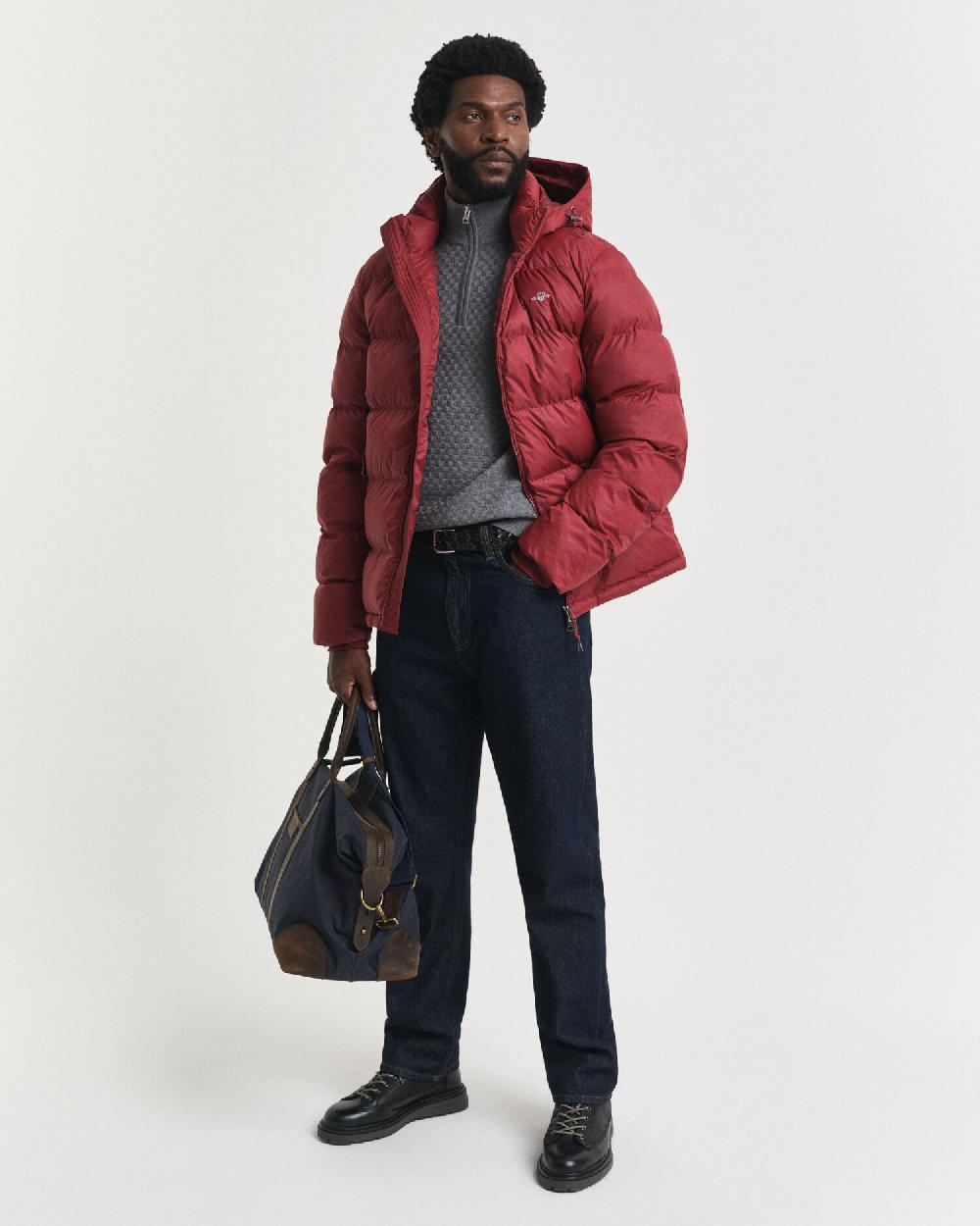 Gant Micro Textured Half-Zip Sweater Dark Grey Melange