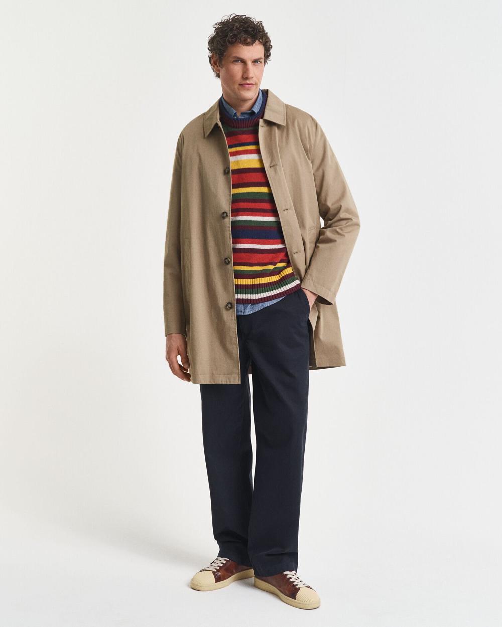 Gant Multicolored Striped Crew Neck Sweater Deep Orange