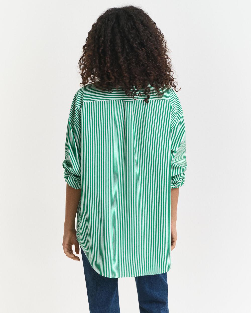 Gant Oversized Classic Striped Poplin Shirt Bold Green