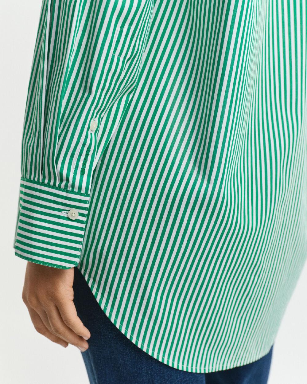 Gant Oversized Classic Striped Poplin Shirt Bold Green