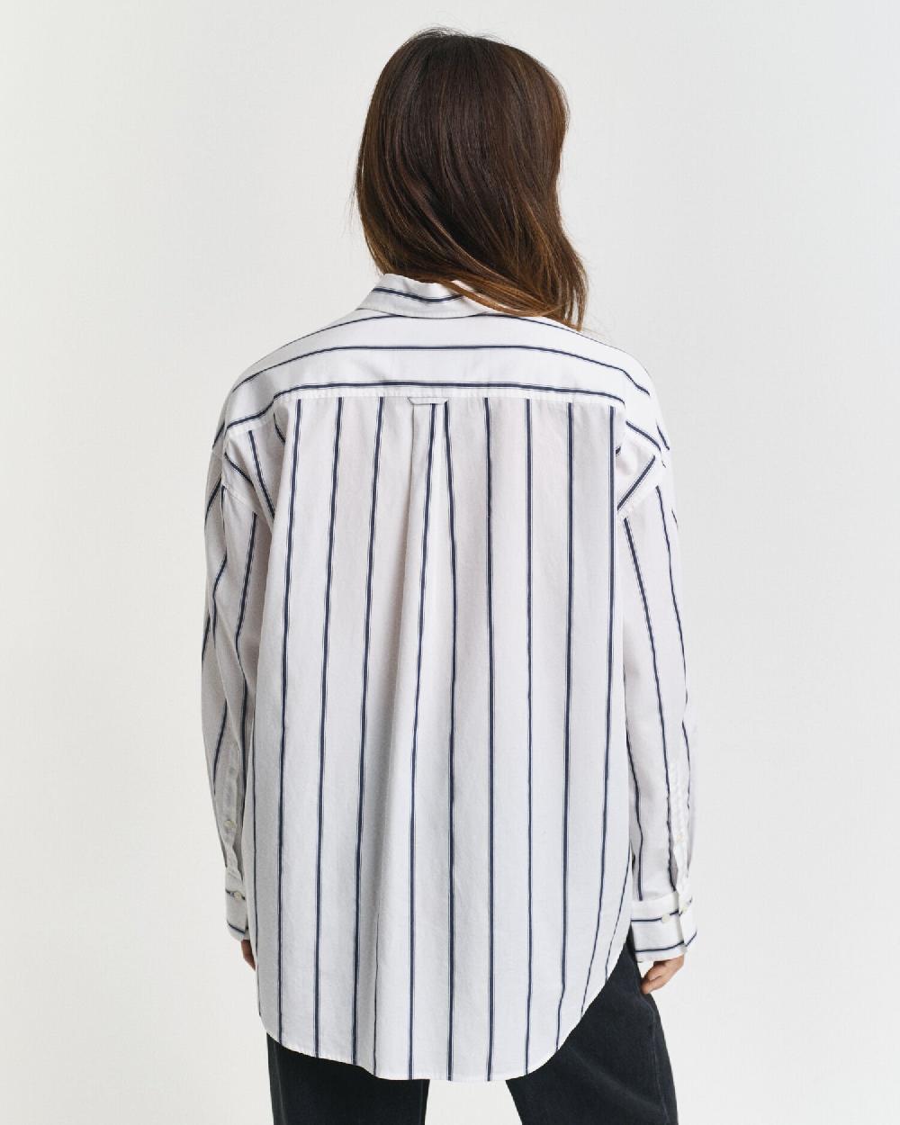 Gant Oversized Classic Striped Poplin Shirt Persian Blue
