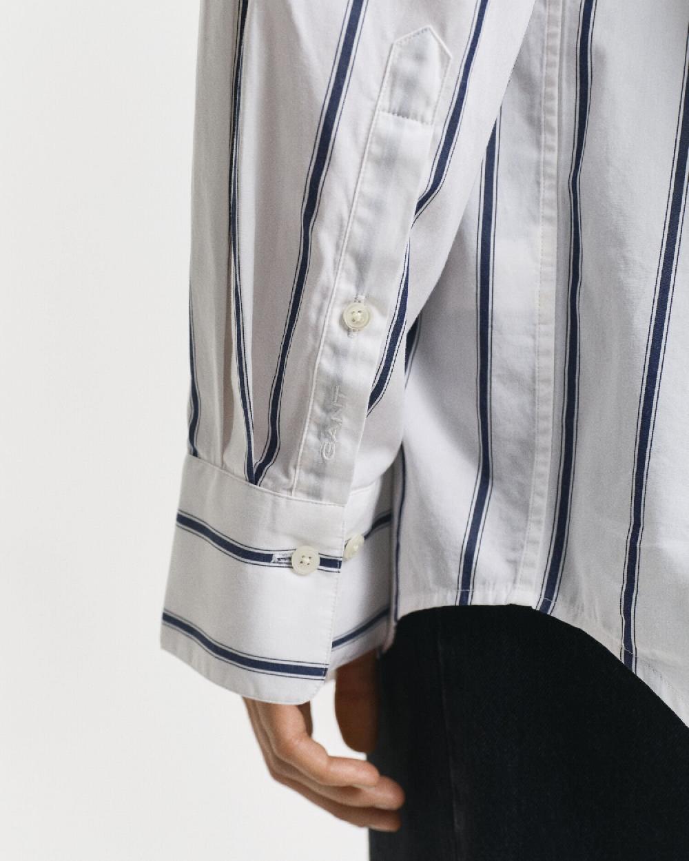 Gant Oversized Classic Striped Poplin Shirt Persian Blue