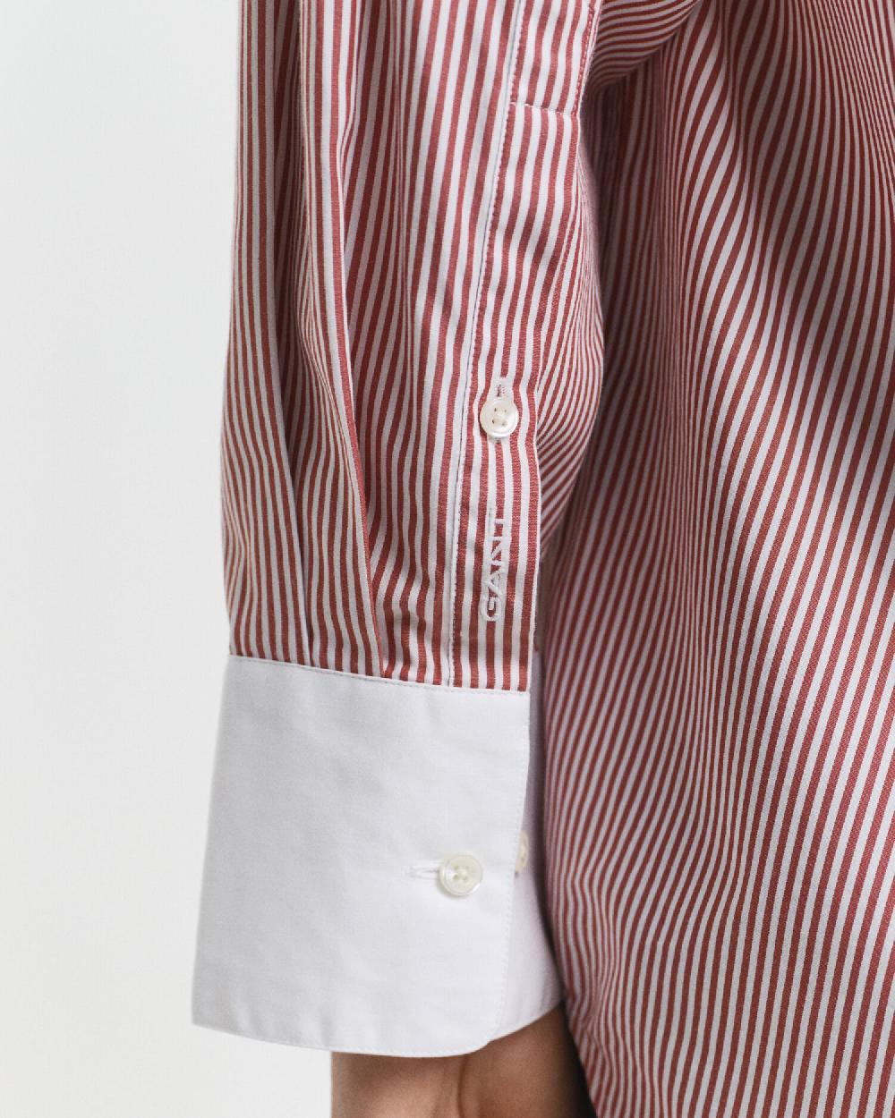 Gant Oversized Contrast Collar Striped Shirt Modern Rust