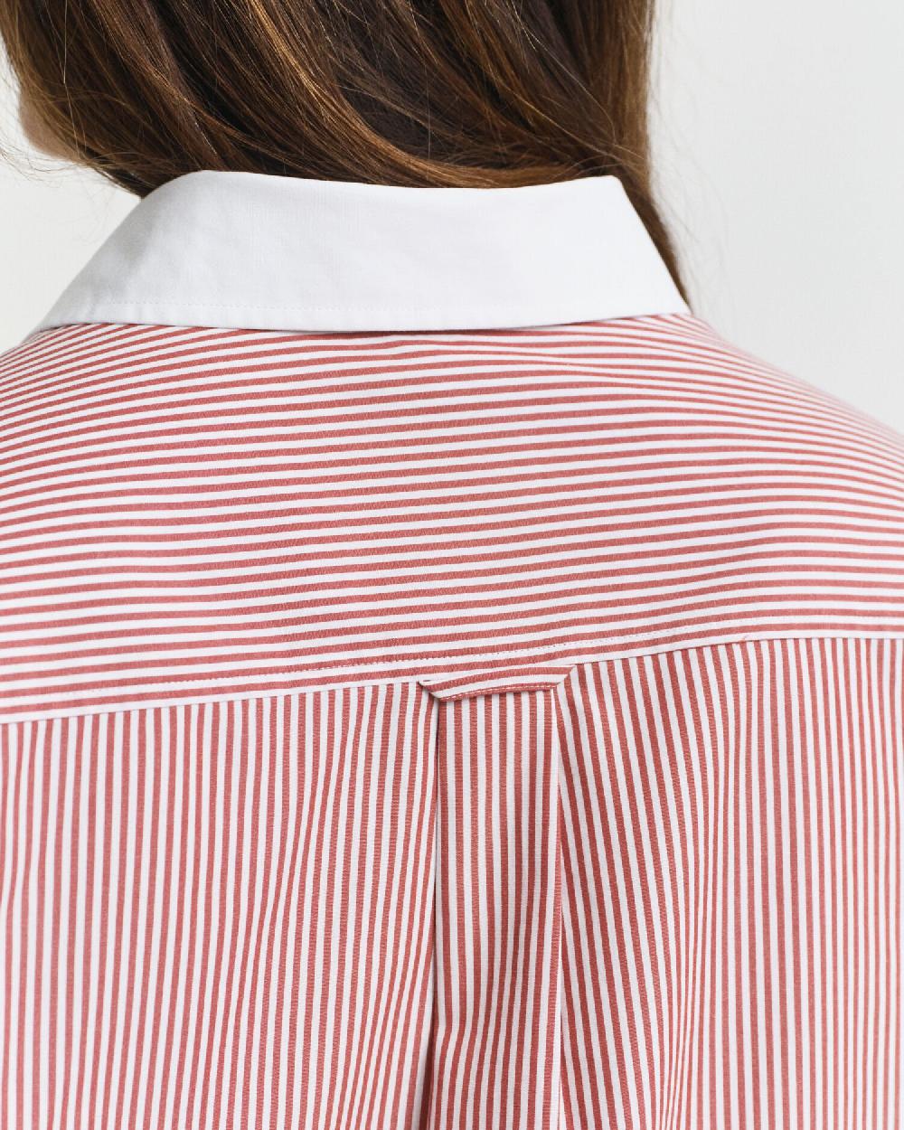 Gant Oversized Contrast Collar Striped Shirt Modern Rust