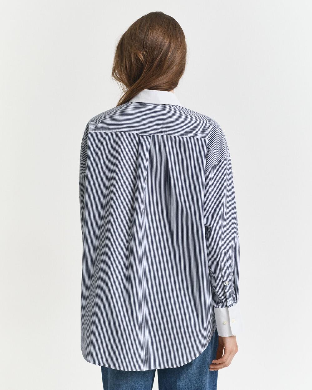 Gant Oversized Contrast Collar Striped Shirt Persian Blue