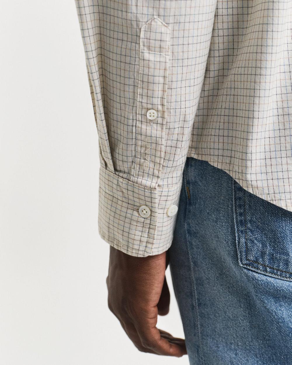 Gant Oversized Fit Checked Luxury Oxford Shirt Ivory White