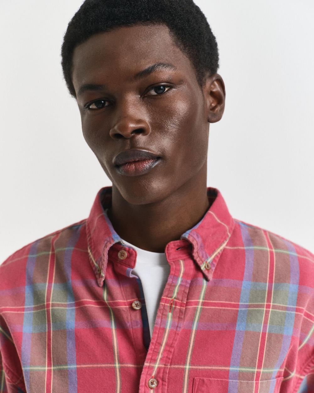 Gant Oversized Washed Twill Checked Shirt Modern Rust