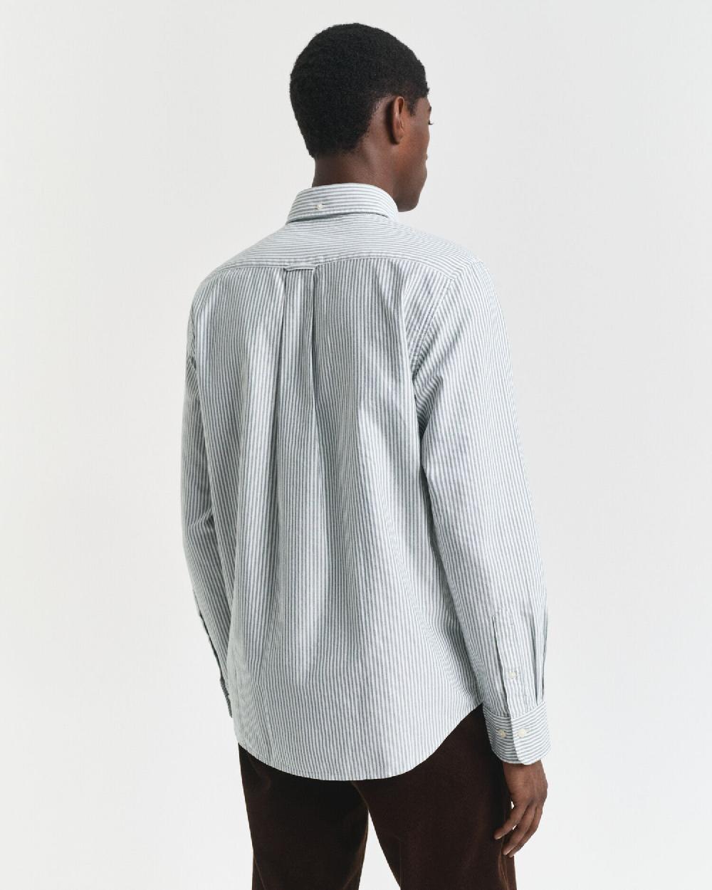Gant Regular Fit Banker Stripe Classic Oxford Shirt Forest Green