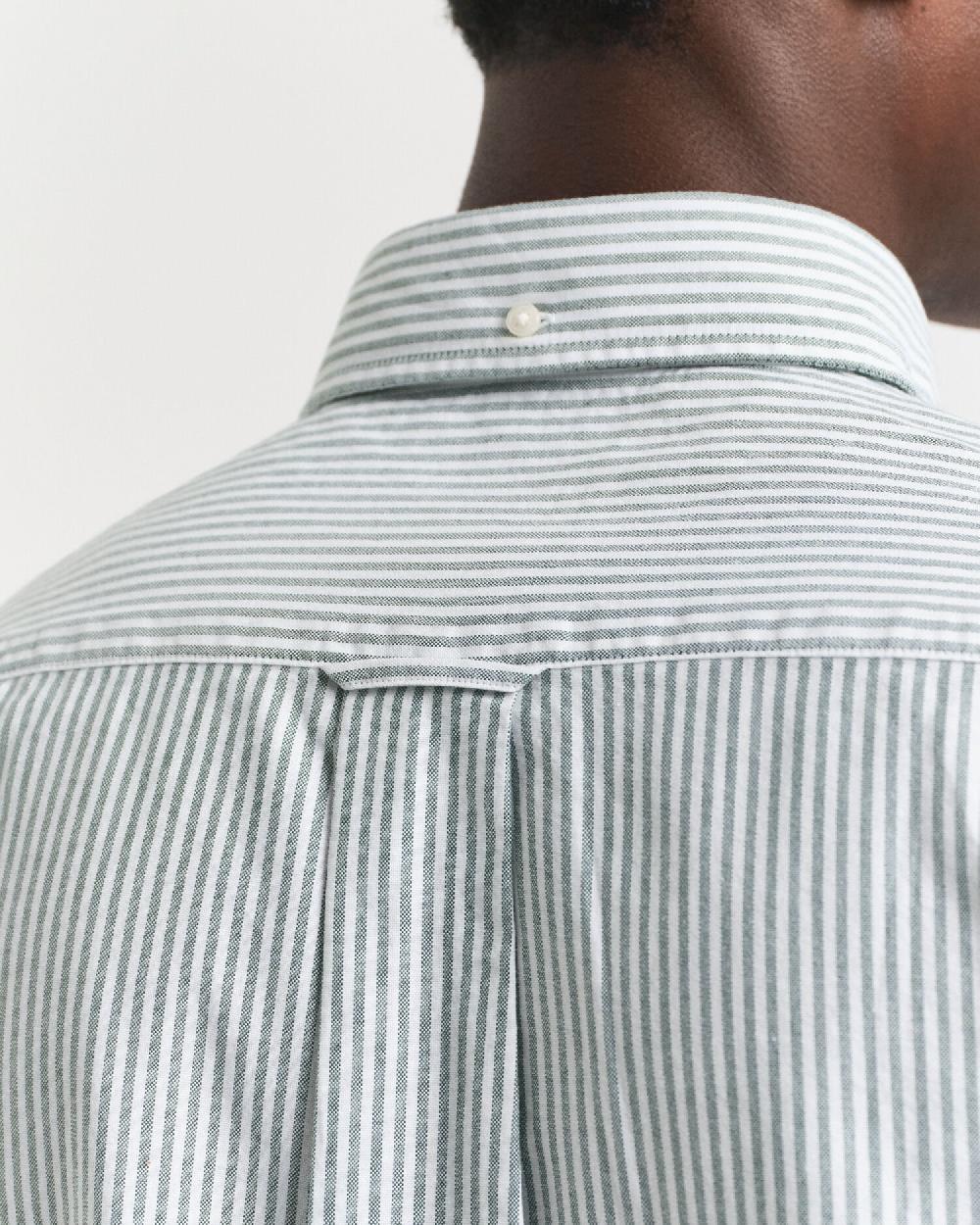 Gant Regular Fit Banker Stripe Classic Oxford Shirt Forest Green
