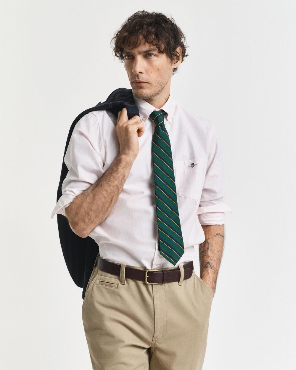 gant Regular Fit Banker Stripe Classic Oxford Shirt light pink