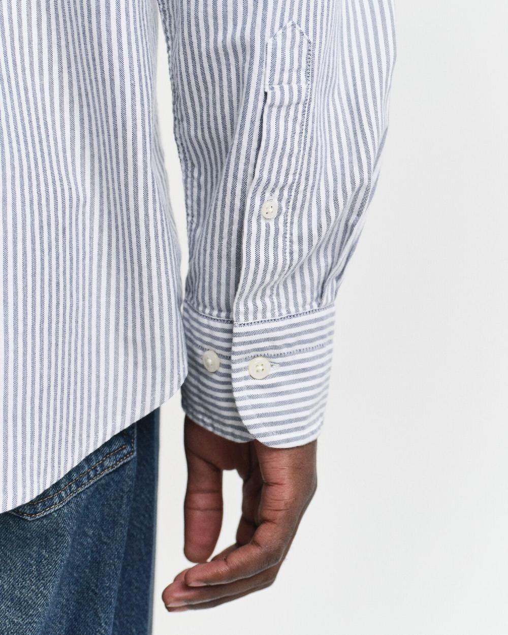 Gant Regular Fit Banker Stripe Classic Oxford Shirt Persian Blue