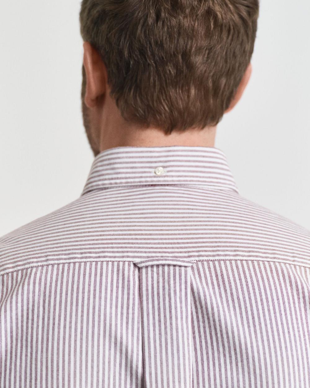 Gant Regular Fit Banker Stripe Classic Oxford Shirt Plumped Red