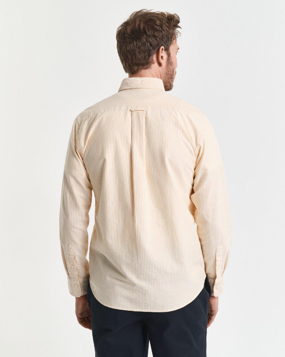 Gant Regular Fit Banker Stripe Classic Oxford Shirt Yellow Lichen
