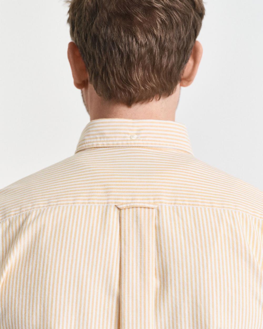 Gant Regular Fit Banker Stripe Classic Oxford Shirt Yellow Lichen