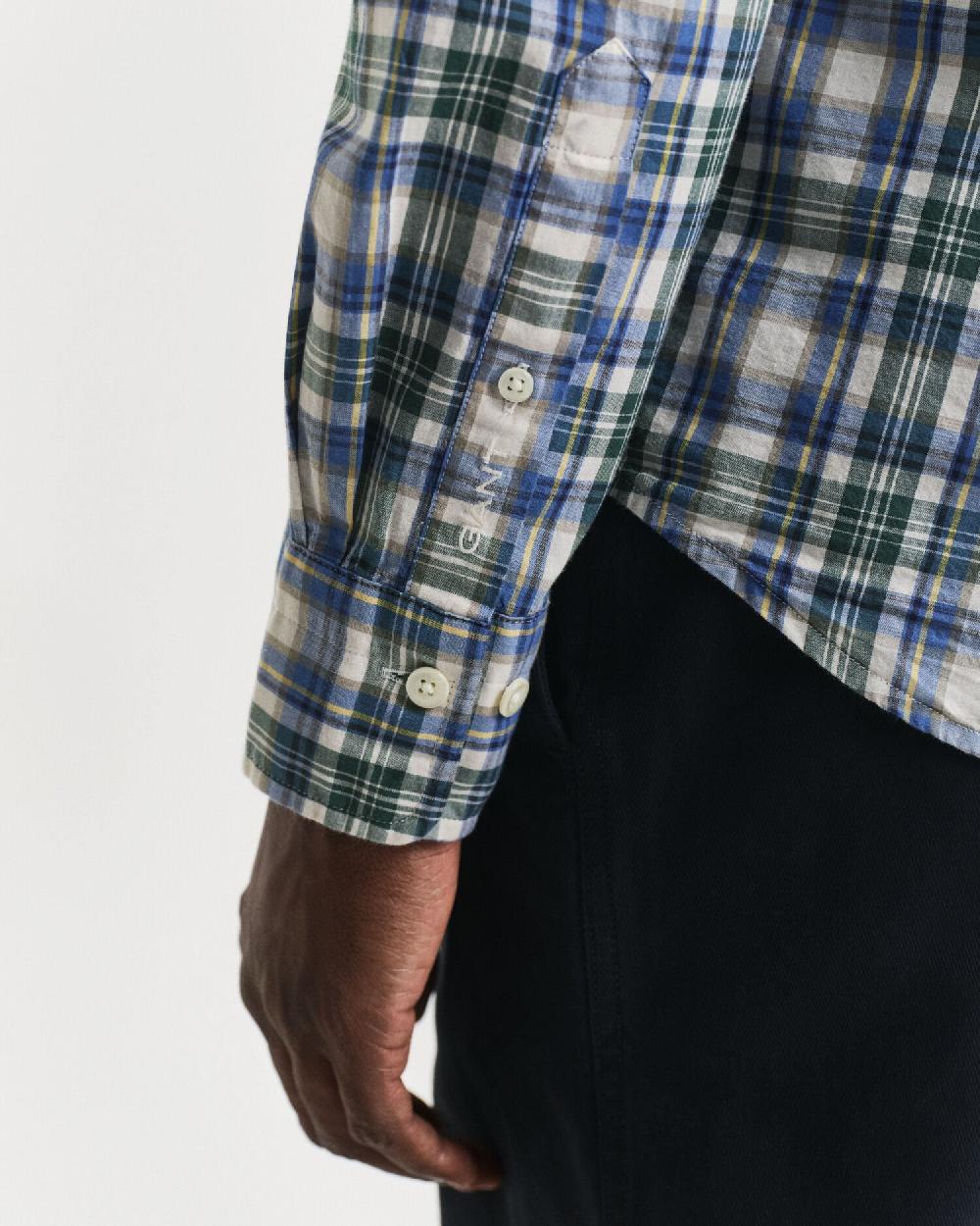 Gant Regular Fit Checked Archive Poplin Shirt Forest Green