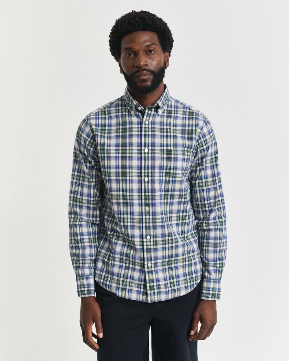 Gant Regular Fit Checked Archive Poplin Shirt Forest Green