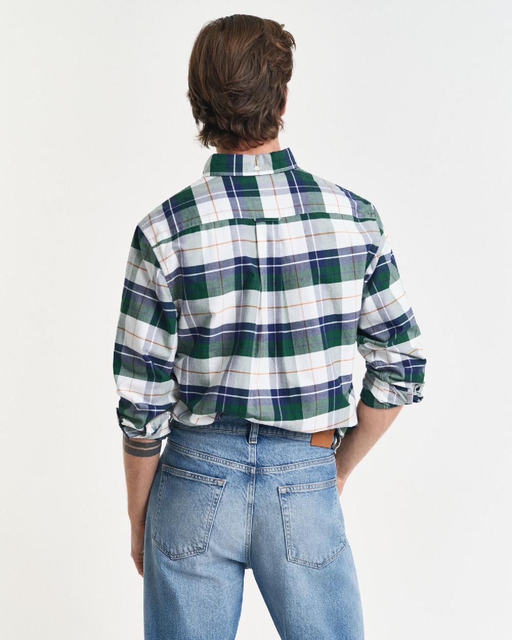 Gant Regular Fit Checked Classic Oxford Shirt Forest Green