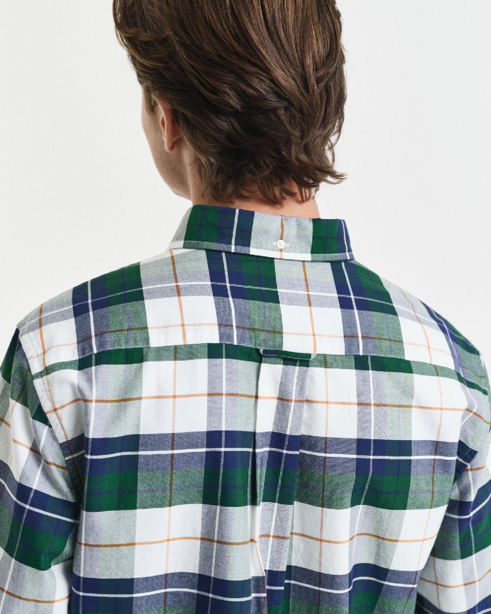 Gant Regular Fit Checked Classic Oxford Shirt Forest Green