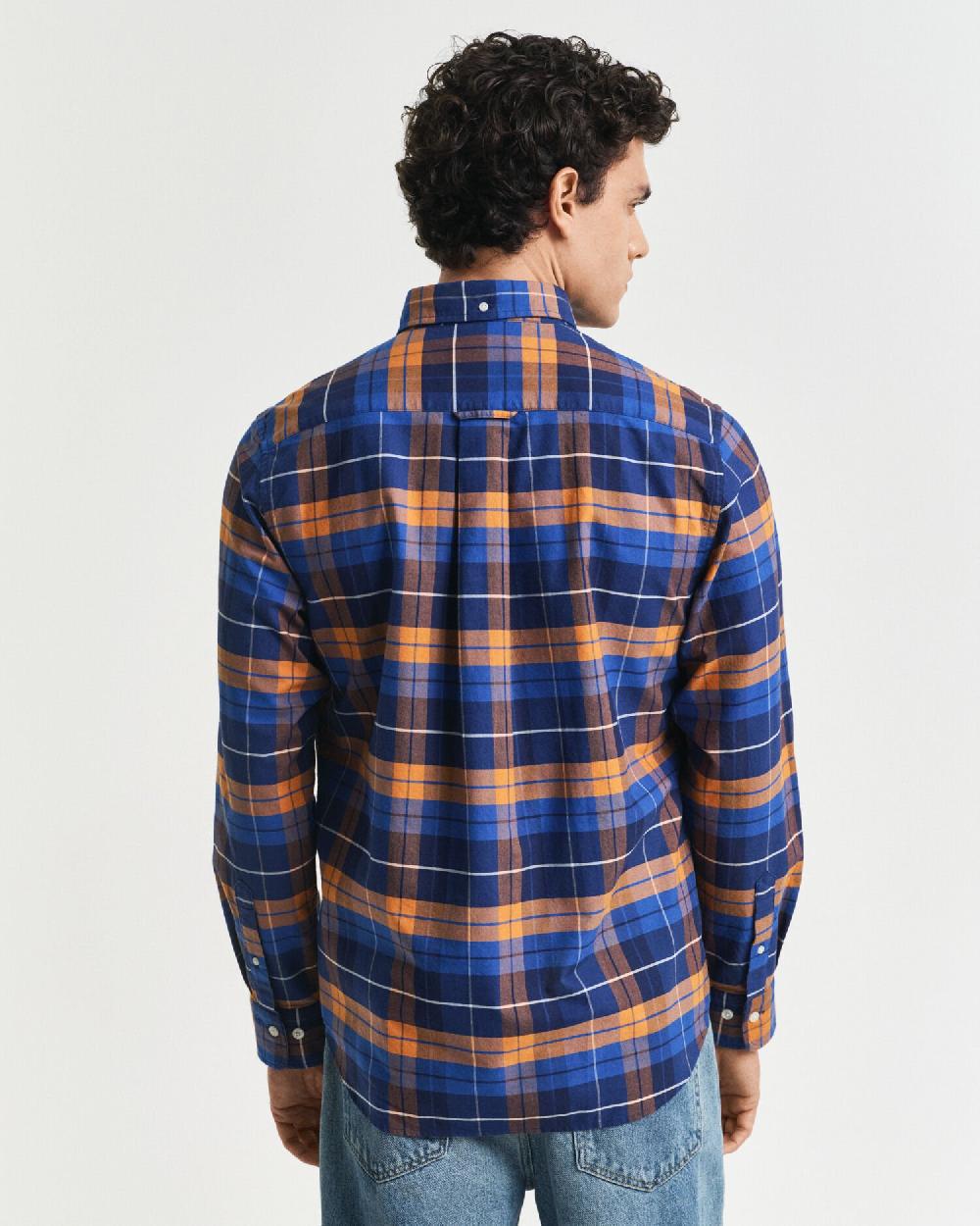 Gant Regular Fit Checked Classic Oxford Shirt Orange Bronze