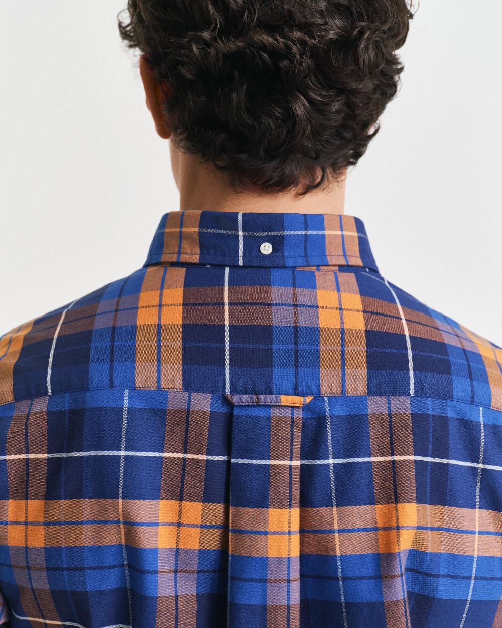 Gant Regular Fit Checked Classic Oxford Shirt Orange Bronze