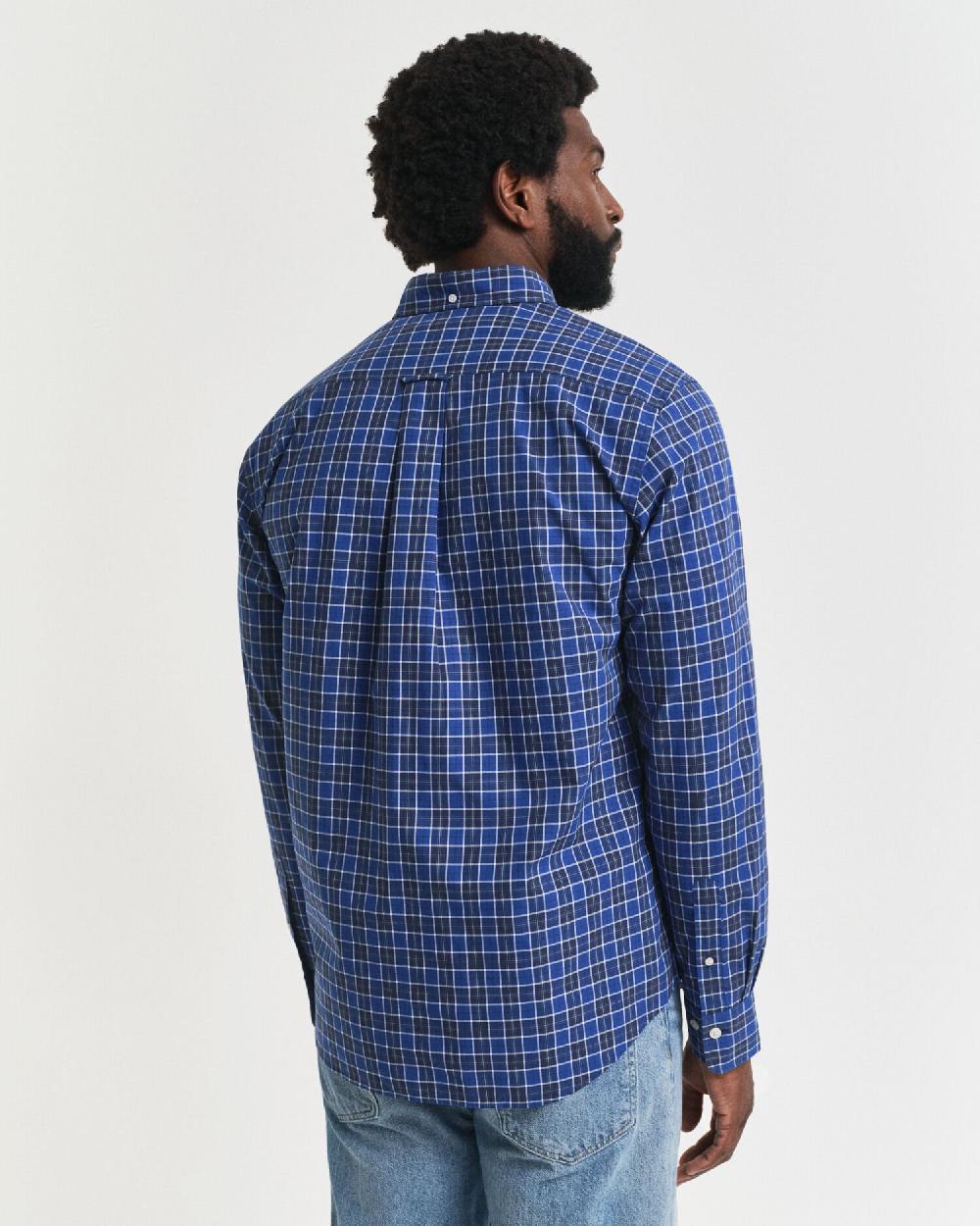 Gant Regular Fit Checked Classic Poplin Shirt College Blue