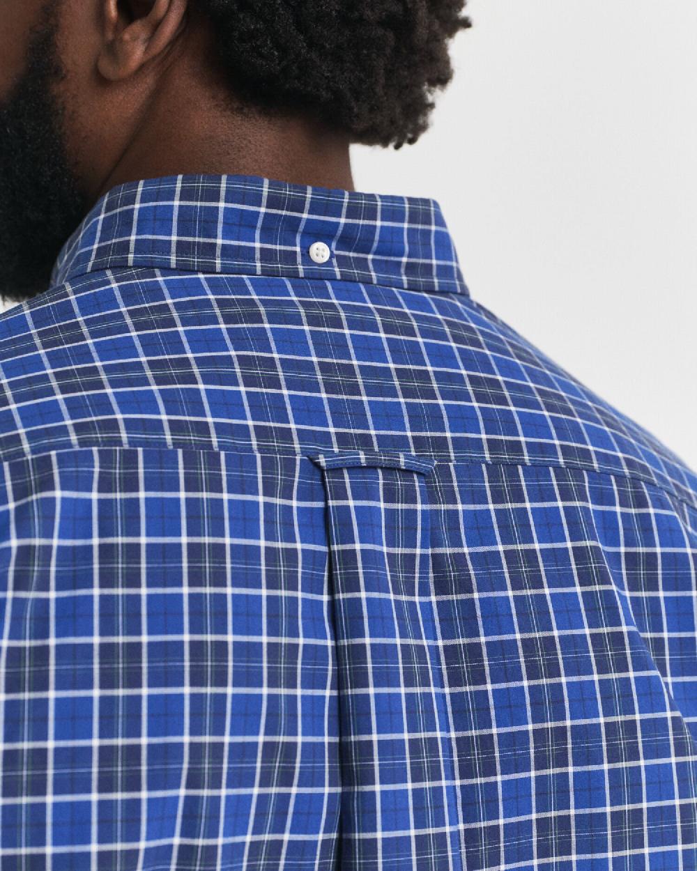 Gant Regular Fit Checked Classic Poplin Shirt College Blue