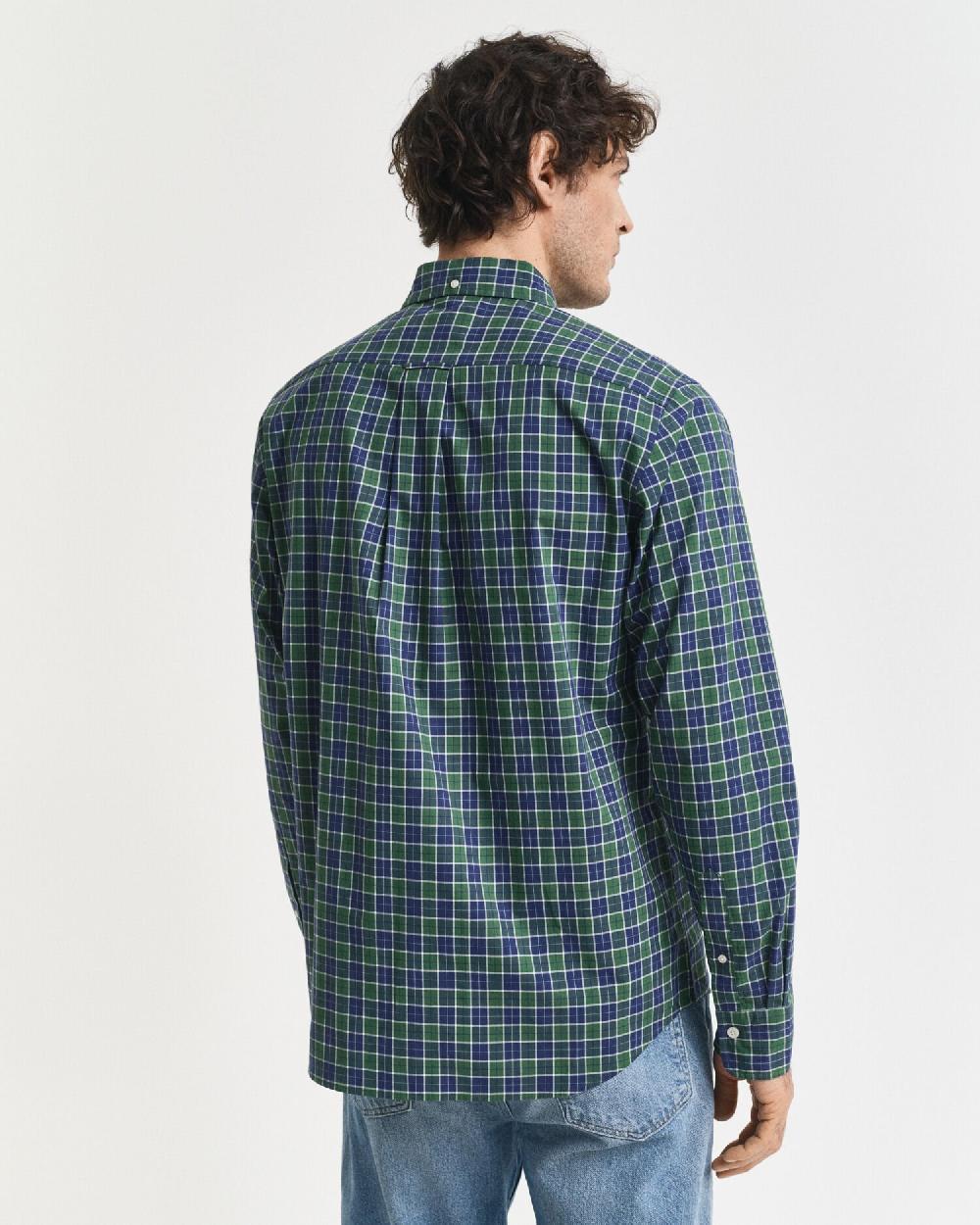 Gant Regular Fit Checked Classic Poplin Shirt Forest Green