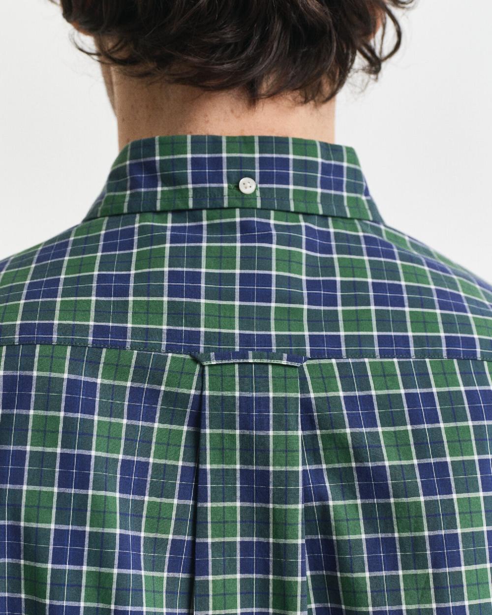 Gant Regular Fit Checked Classic Poplin Shirt Forest Green