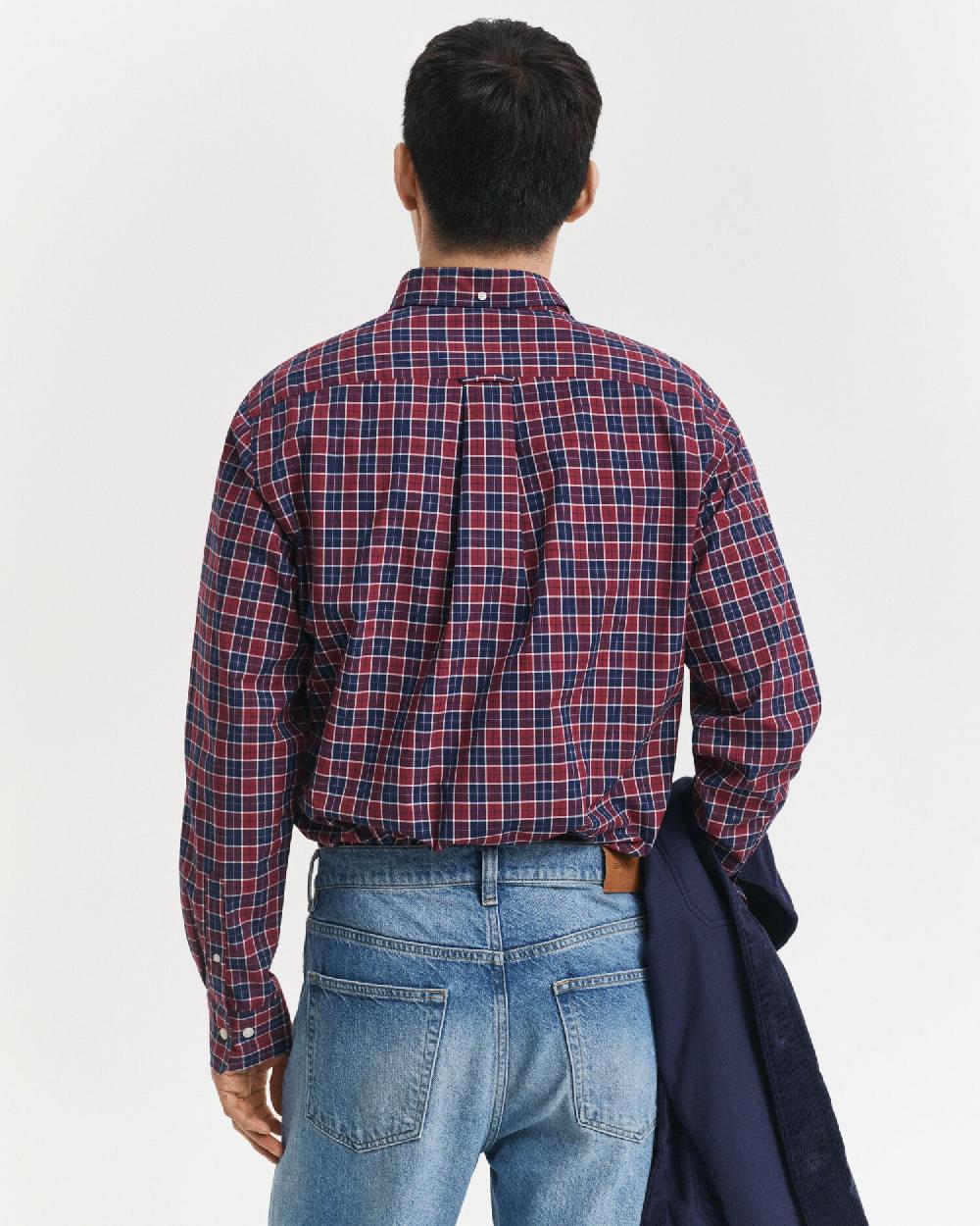 Gant Regular Fit Checked Classic Poplin Shirt Plumped Red