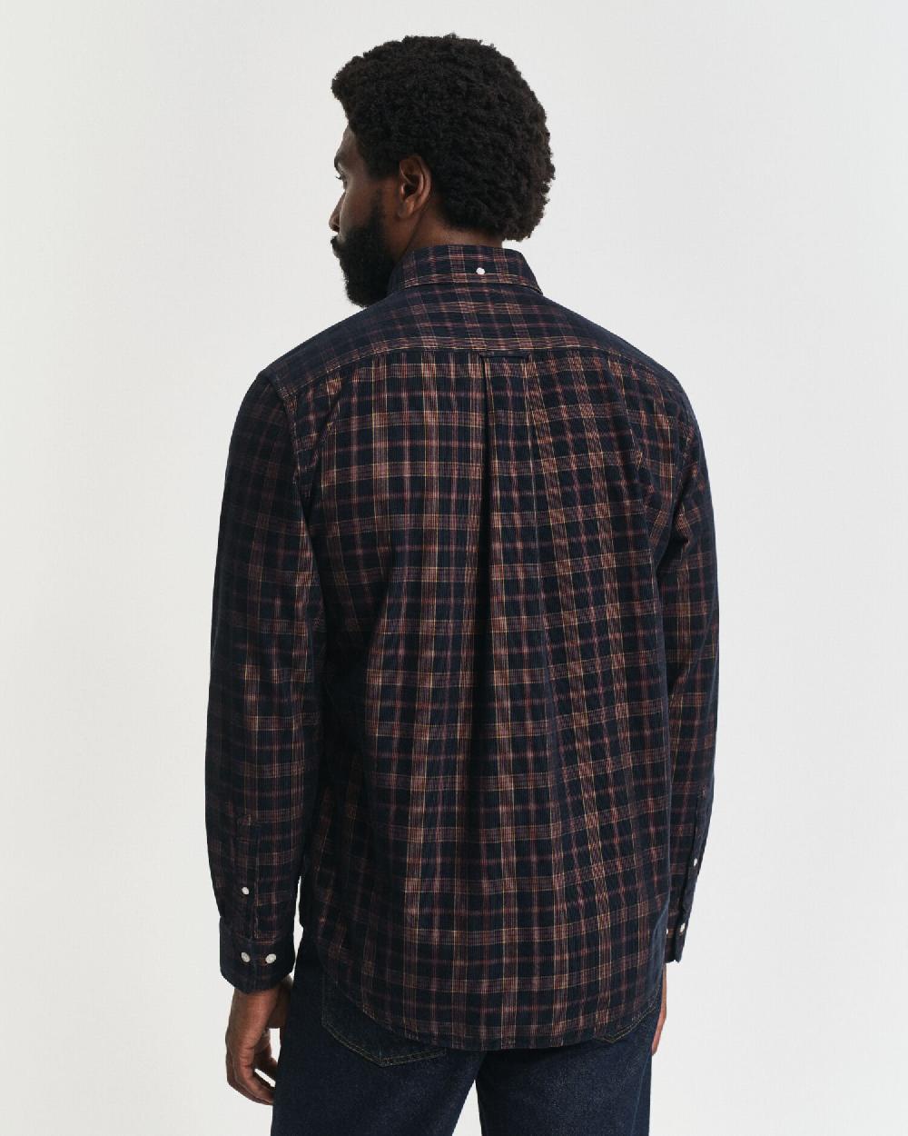 Gant Regular Fit Checked Corduroy Shirt Evening Blue