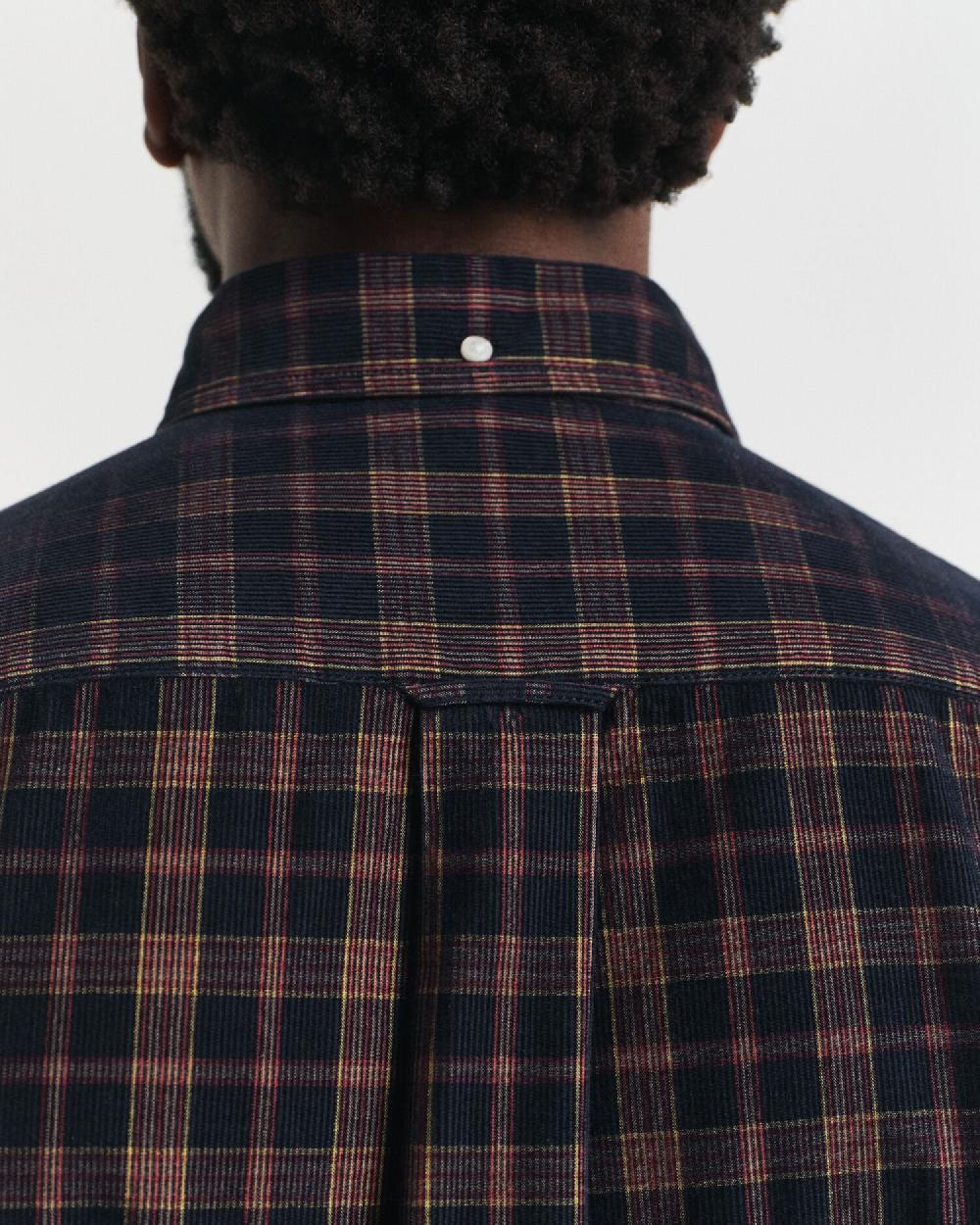 Gant Regular Fit Checked Corduroy Shirt Evening Blue