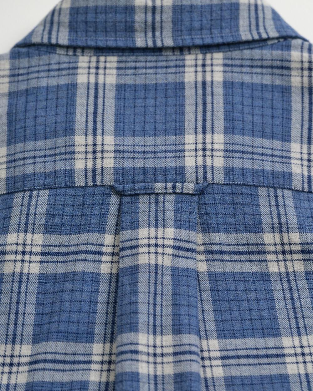 Gant Regular Fit Checked Melange Flannel Shirt Denim Blue Melange