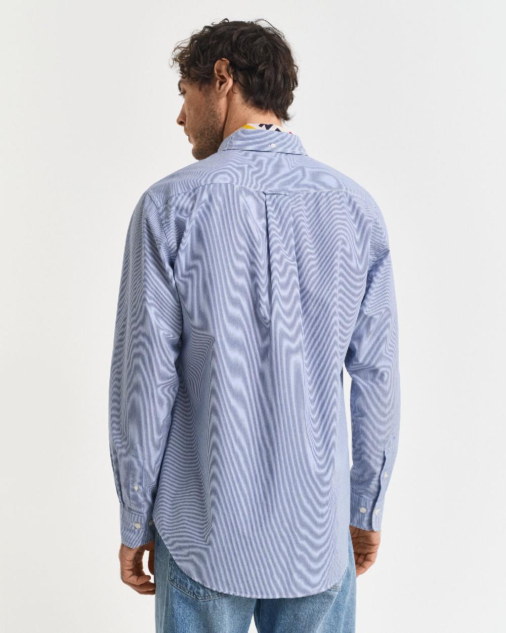 Gant Regular Fit Classic Banker Stripe Poplin Shirt College Blue