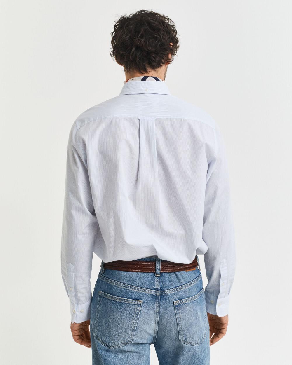 Gant Regular Fit Classic Banker Stripe Poplin Shirt Light Blue