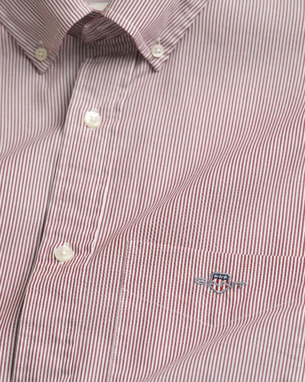 Gant Regular Fit Classic Banker Stripe Poplin Shirt Plumped Red