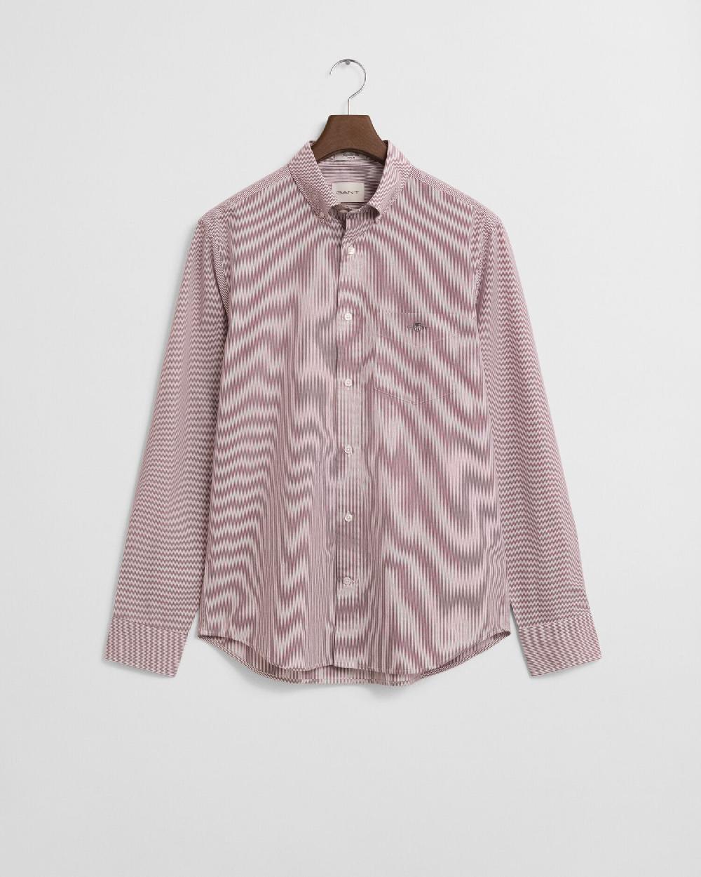 gant Regular Fit Classic Banker Stripe Poplin Shirt plumped red