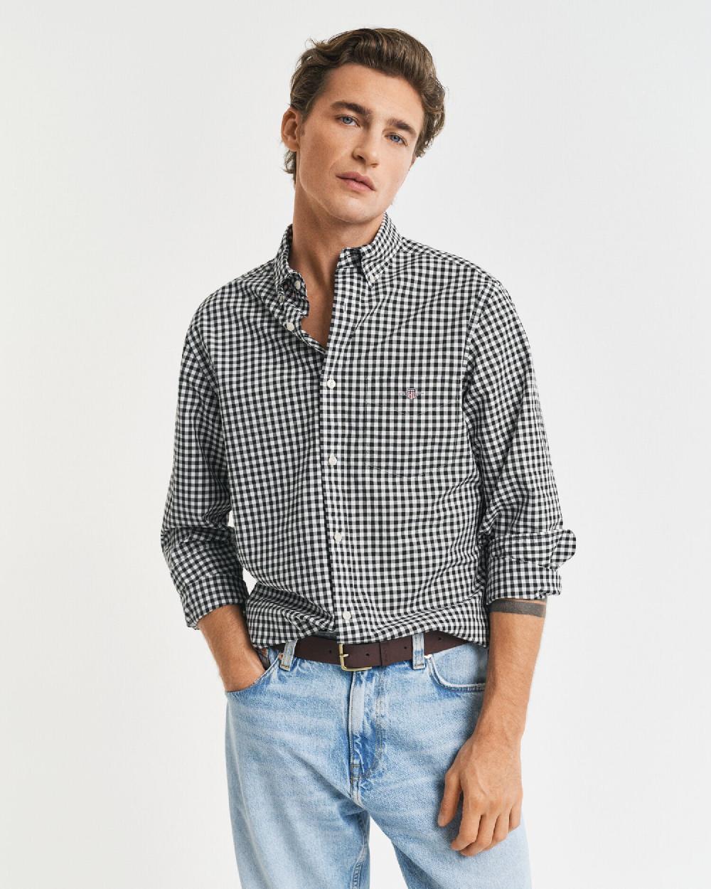 gant Regular Fit Classic Gingham Poplin Shirt black