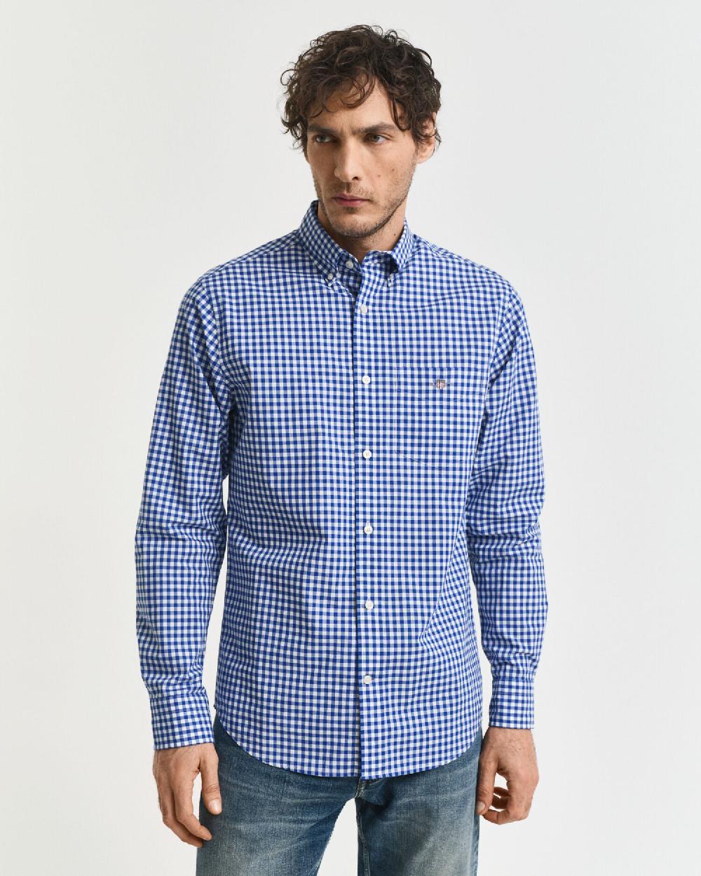 Gant Regular Fit Classic Gingham Poplin Shirt College Blue