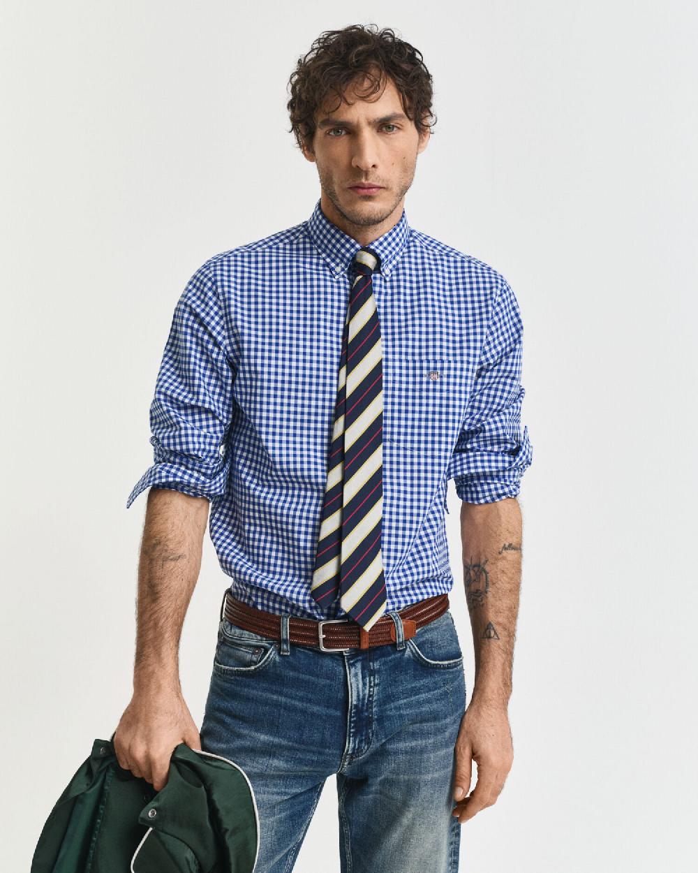 gant Regular Fit Classic Gingham Poplin Shirt college blue
