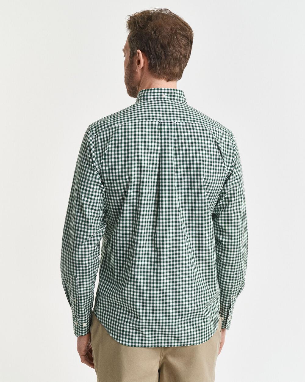 Gant Regular Fit Classic Gingham Poplin Shirt Forest Green