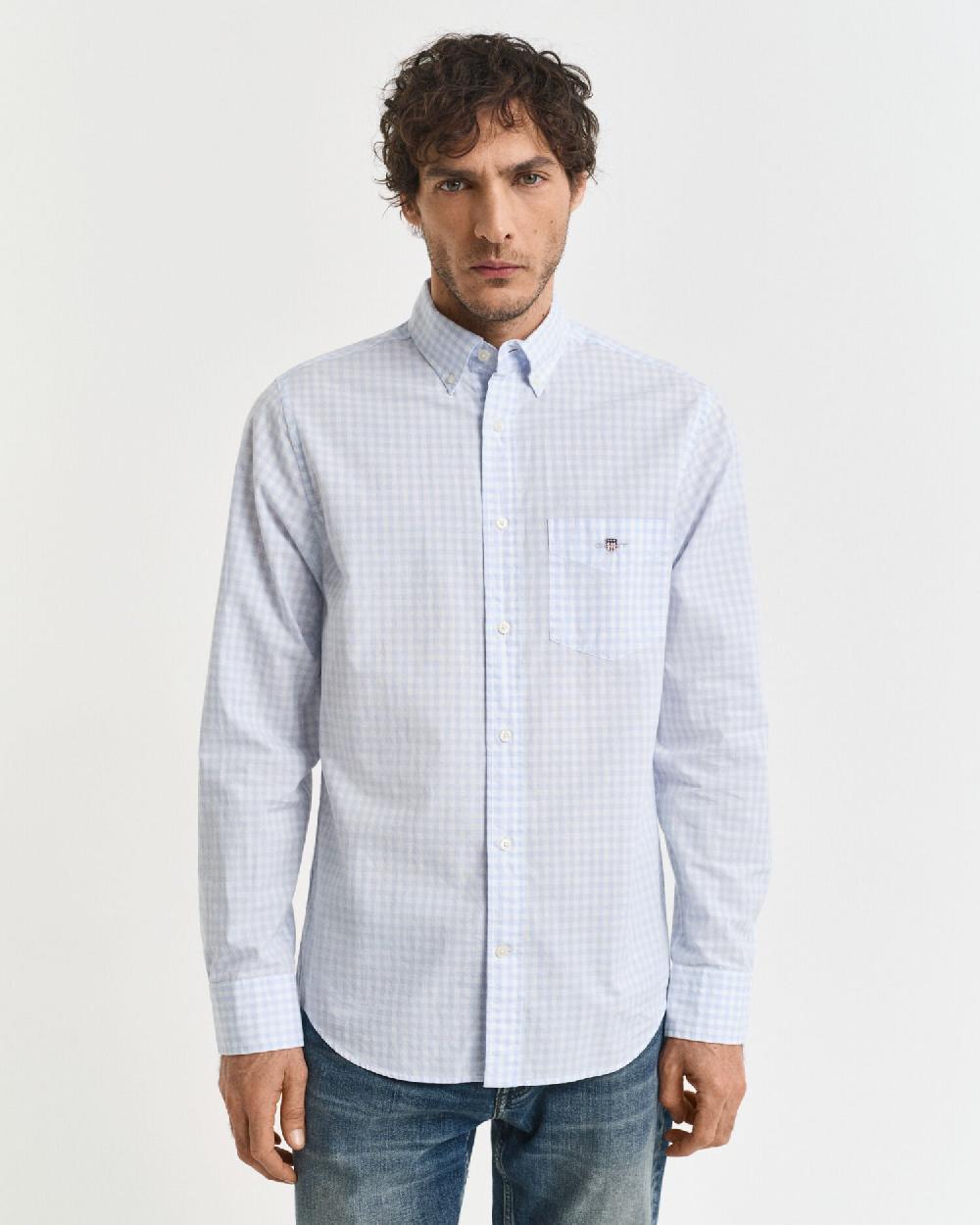 Gant Regular Fit Classic Gingham Poplin Shirt Light Blue