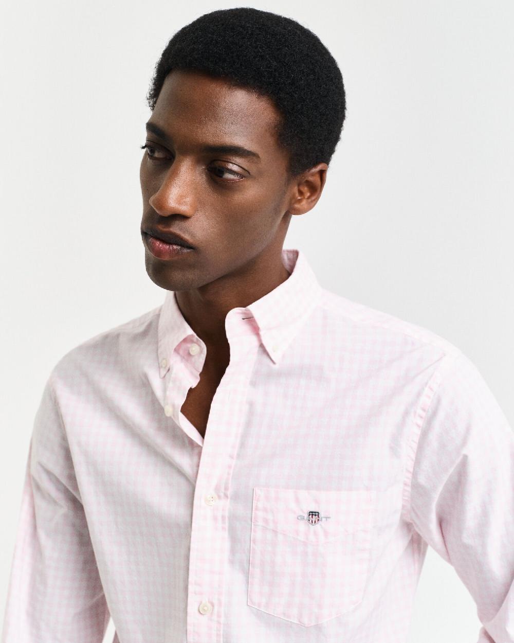 Gant Regular Fit Classic Gingham Poplin Shirt Light Pink